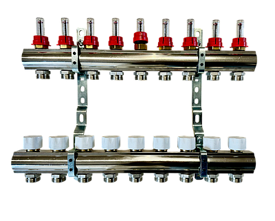 Колектор латунний для теплої підлоги Luxor на 9 виходів