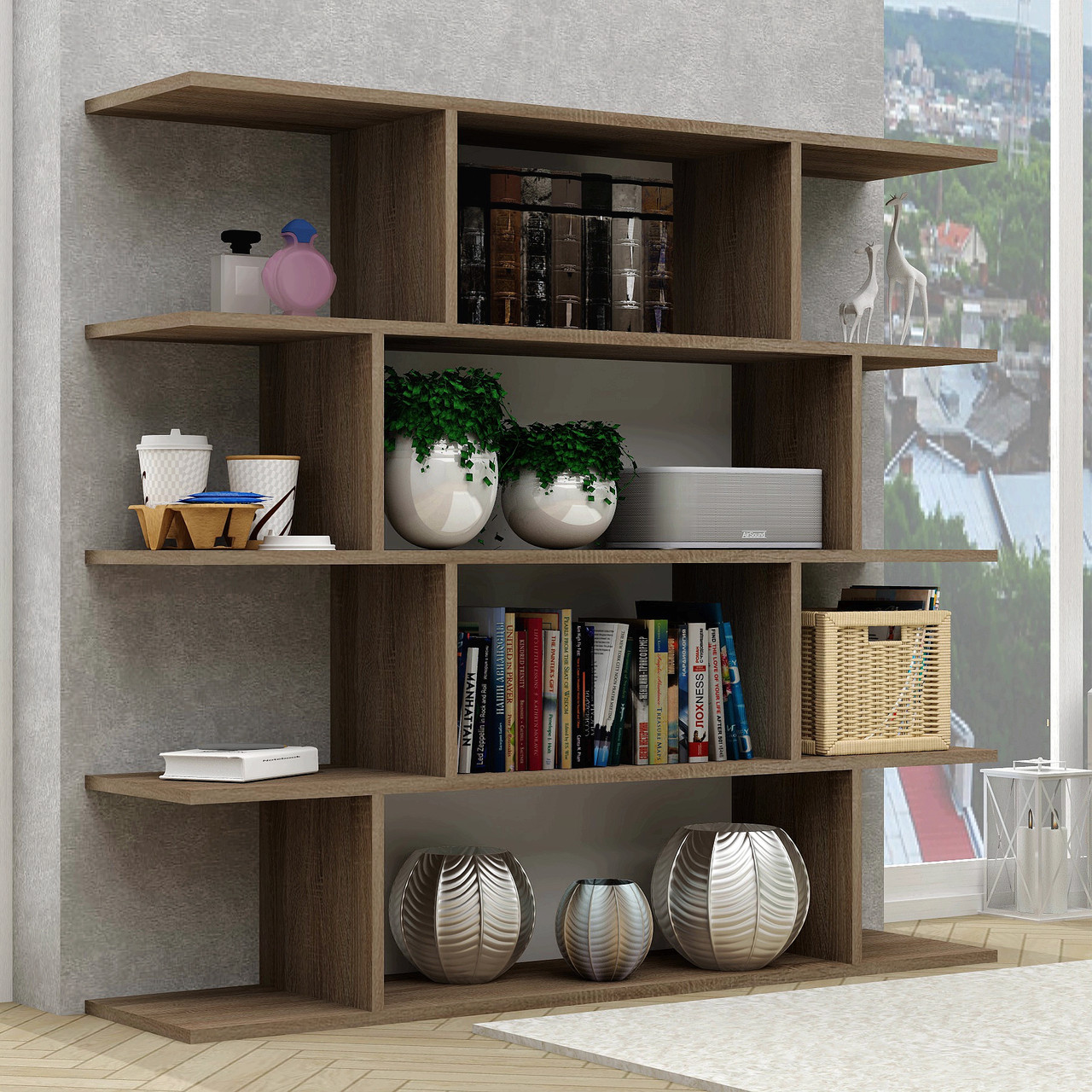 Сучасний стильний вузький відкритий стелаж для книг 120 см підлоговий для дому вітальні кімнати FLASHNIKA D12