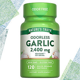 Часник Nature's Truth Odorless Garlic 2400 мг на порцію 120 гелеових капсул (без запаху)