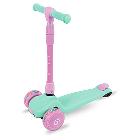 Самокат триколісний дитячий із підсвічуванням коліс Kidwell Jax mint/pink (колеса PU) М'ятно-рожевий