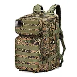 Тактичний армійський рюкзак 1000D об'ємом 50.01 л, MOLLE-сітка, амортизаційні плечові ремені Камуфляж, фото 8