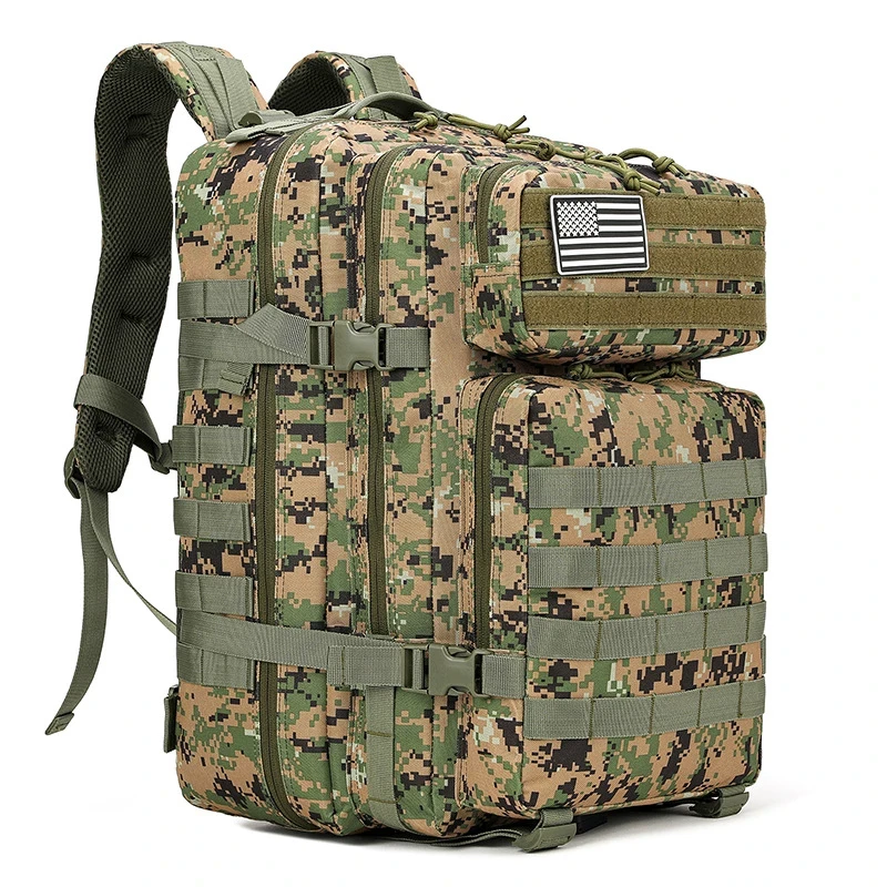 Тактичний армійський рюкзак 1000D об'ємом 50.01 л, MOLLE-сітка, амортизаційні плечові ремені Камуфляж