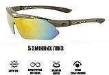Тактичні окуляри OAKLEY 5 лінз хакі, фото 3