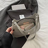 Жіноча сумка 10483 багет сіра, фото 4