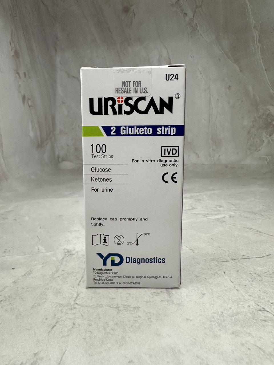 Тест-смужки URISCAN (Уріскан) для дослідження сечі U24 GluKeto 2 (глюкоза, кетони), 100 шт.