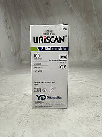 Тест-смужки URISCAN (Уріскан) для дослідження сечі U24 GluKeto 2 (глюкоза, кетони), 100 шт.