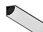 Чорний кутовий LED-профіль ЛПУ16 (16x16), з розсіювачем, фото 3