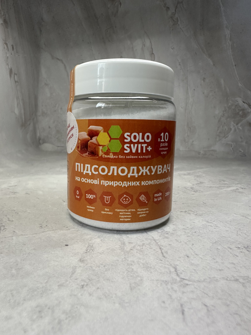 Цукрозамінник SoloSvit (еритрітол, сукралоза, екстракт стевії), 200 г