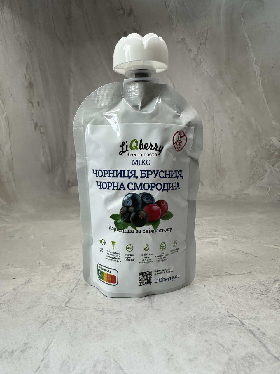 Паста ягідний мікс (чорниця, брусниця, чорна смородина) без цукру LiQberry, 100 г