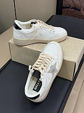 Жіночі білі шкіряні кросівки Golden Goose Super-Star на платформі із зіркою білі кеди, фото 4