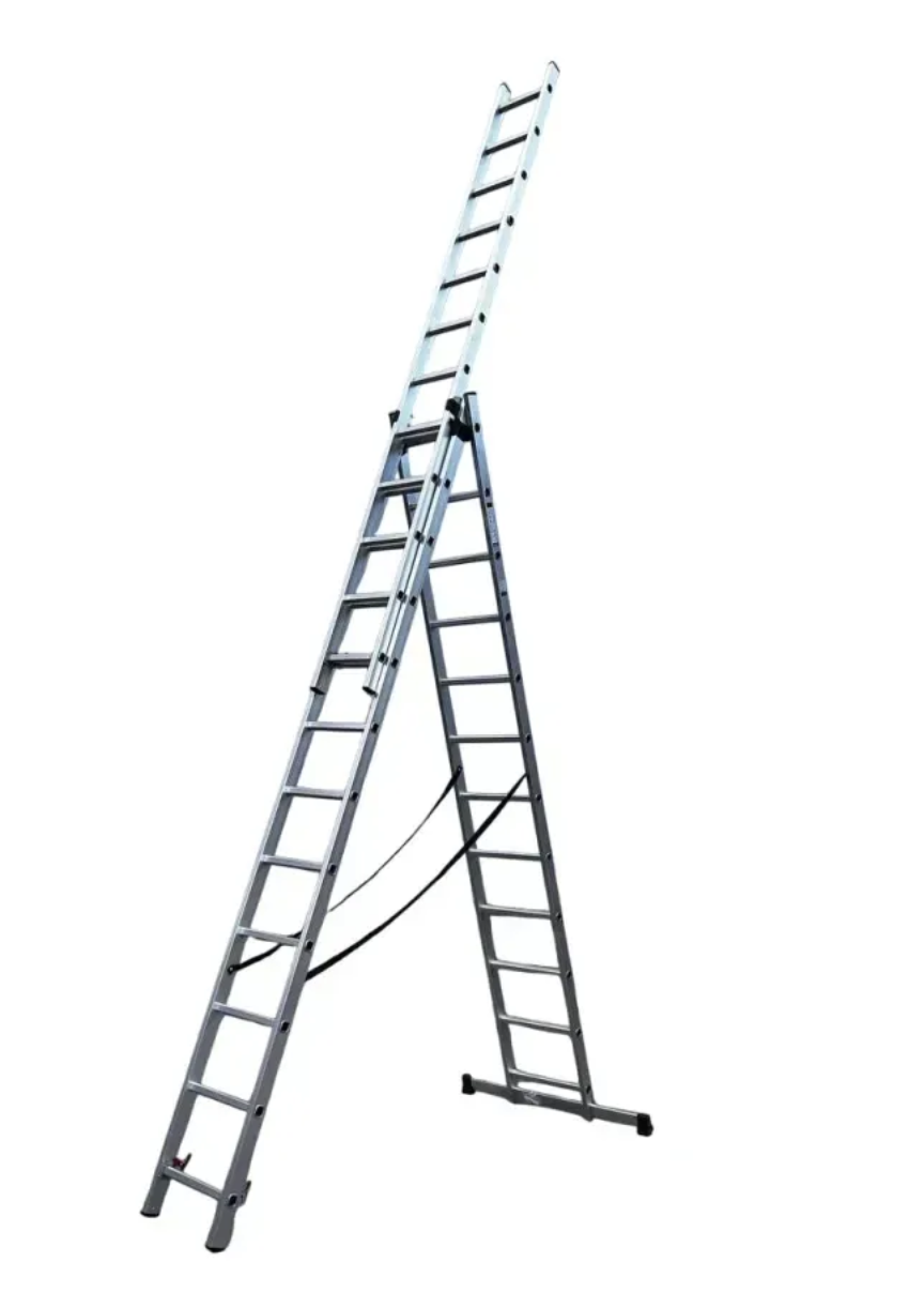 Драбина алюмінієва трисекційна GTM KME312 3x12 сходинок 3.26-8.12м (KME312)