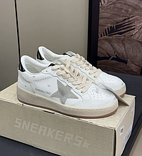 Жіночі білі шкіряні кросівки Golden Goose Super-Star на платформі із зіркою білі кеди