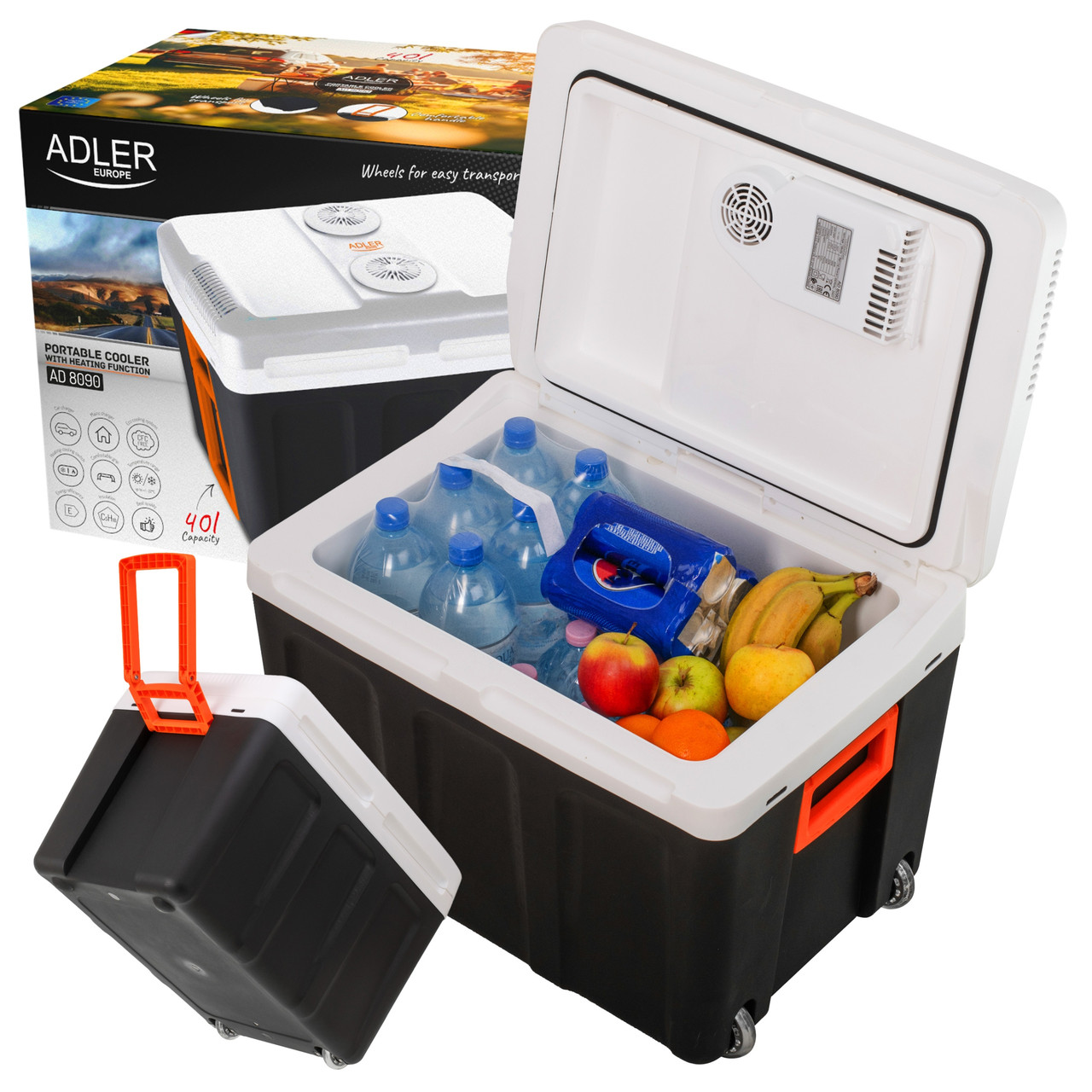 Автохолодильник Adler AD 8090 40 л 12V/220V з підігрівом на колесах