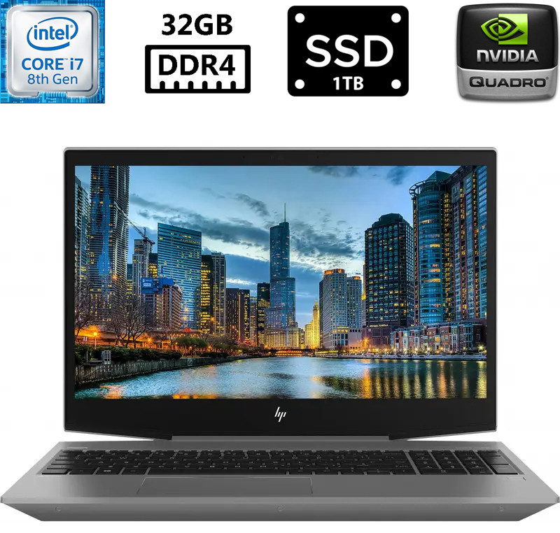 Ноутбук HP ZBook 15v G5/15.6” IPS 1920x1080/Core i7-8850H 2.60GHz/32GB DDR4/SSD 1TB/NVIDIA Quadro P600 4GB Камера Б/В