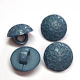 Гудзик круглий матовий ажурний темно бірюзовий11мм, фото 3