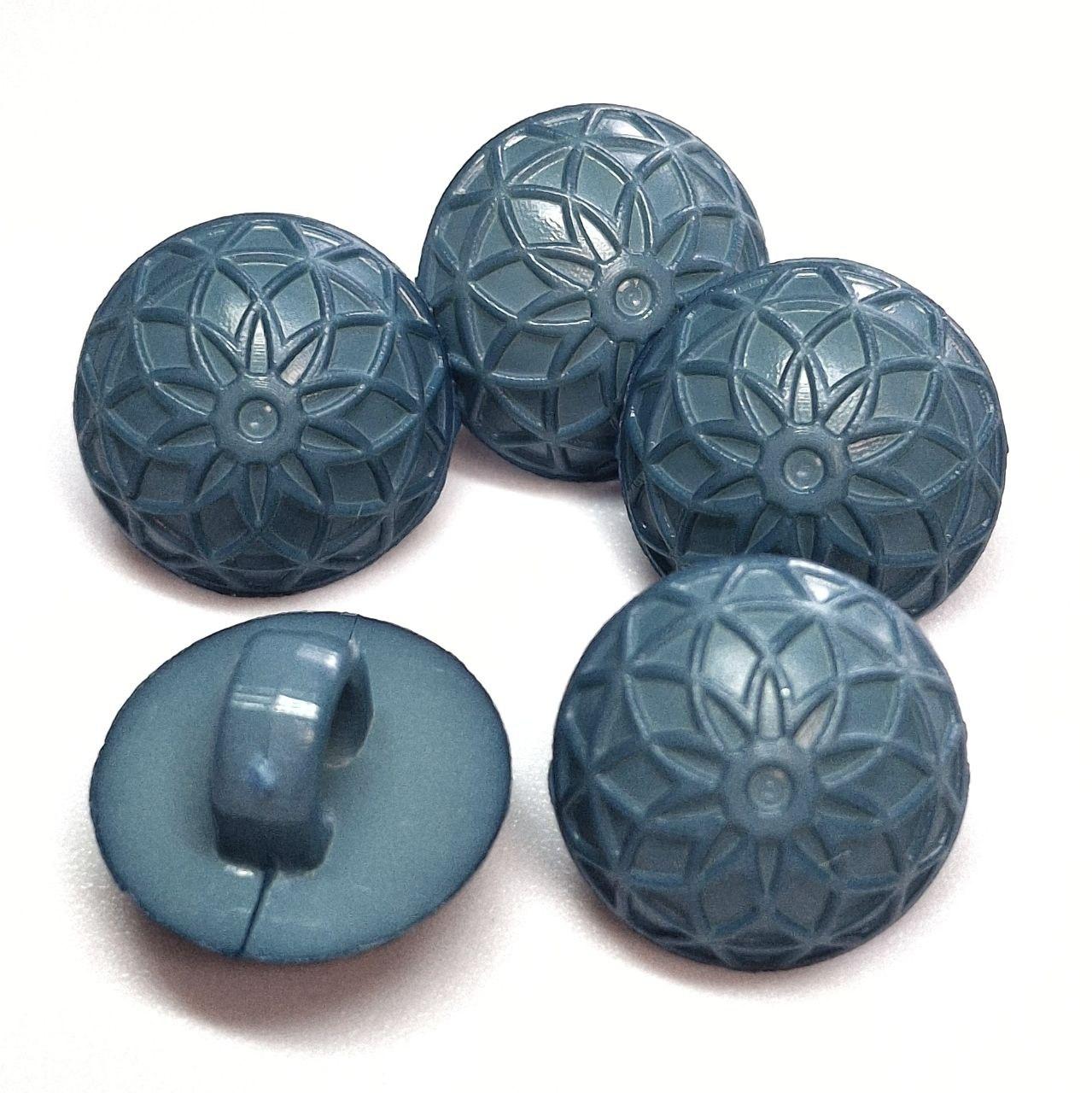 Гудзик круглий матовий ажурний темно бірюзовий11мм, фото 1