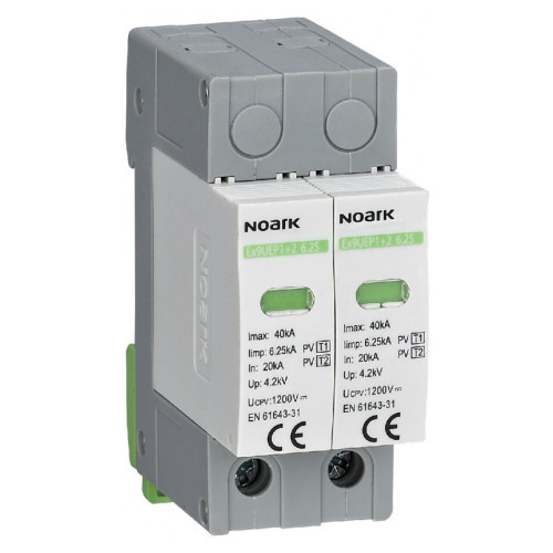 DC Обмежувач імпульсної перенапруги Ex9UEP1+2 6.25R 2P з дод.контактом клас 1+2 In=6.25k 1000V DC 111752 Noark