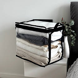 Прозора прямокутна сумка ORGANIZE для речей з ручками L 43x29x37 см (чорний)