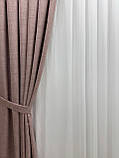 Однотонна лянна штора з підкладкою blackout, колір рожевий, фото 5