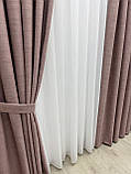 Однотонна лянна штора з підкладкою blackout, колір рожевий, фото 3