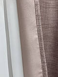 Однотонна лянна штора з підкладкою blackout, колір рожевий, фото 10