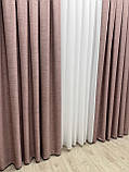 Однотонна лянна штора з підкладкою blackout, колір рожевий, фото 7