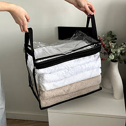 Прозора прямокутна сумка ORGANIZE для речей з ручками M 38x24x32 см (чорний)