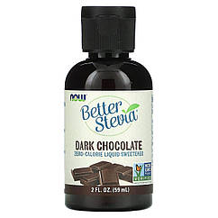 Стевія, Better Stevia, Now Foods, рідкий підсолоджувач із нульовою калорійністю, смак чорного шоколаду, 59 мл
