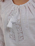 Блуза жіноча Біляна романтична (льон білий), фото 3