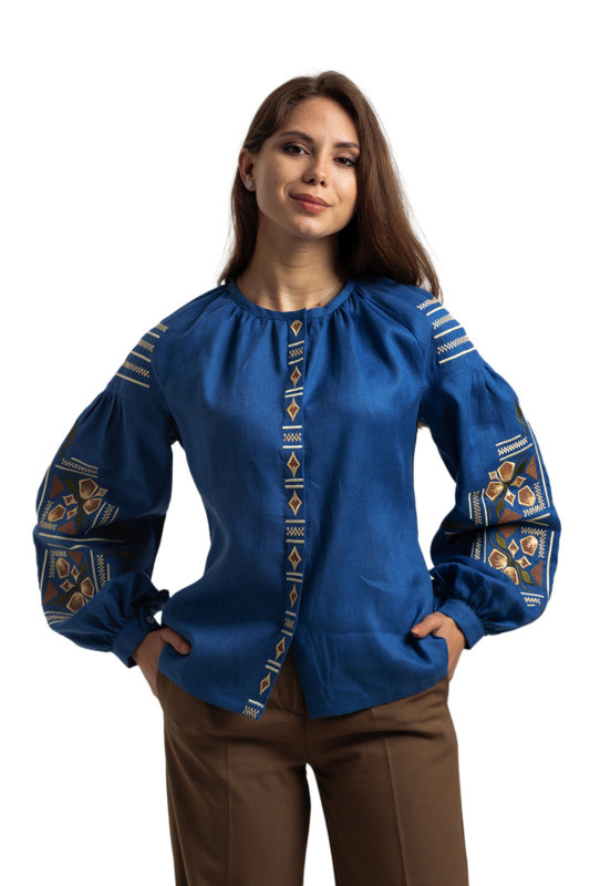 Блуза жіноча Яра (Льон синій)