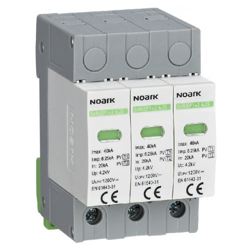 DC Обмежувач імпульсної перенапруги Ex9UEP1+2 6.25R 2P з дод.контактом клас 1+2 In=6.25k 1000V DC 111760 Noark