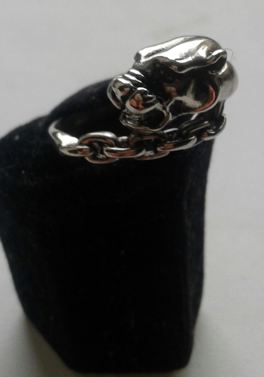 Кольцо серебряное пантера с цепью - фото 8 - id-p303200700