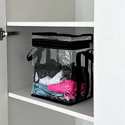 Прозора прямокутна сумка ORGANIZE для речей з ручками XS 23x17x28 см (чорний)