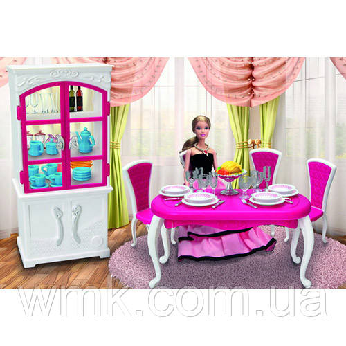 Меблі 3012 Кухня: стіл, стільці, посуд,сервант,короб.40*8*21см