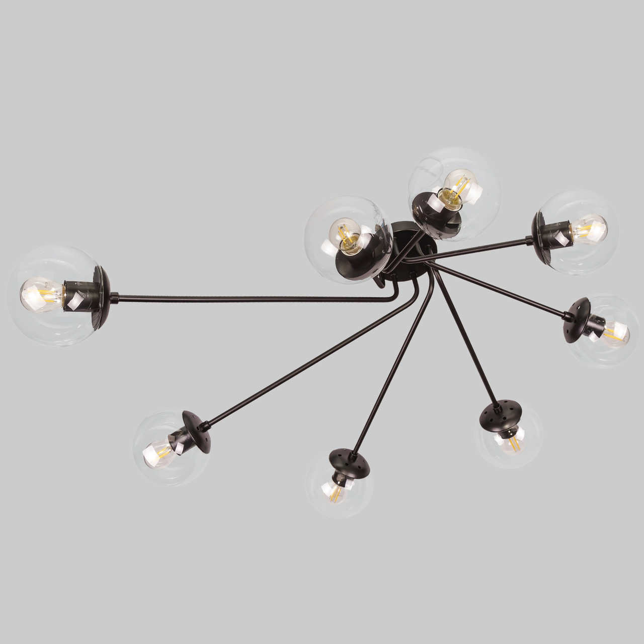 Чорна стельова сучасна люстра на 8 плафонів (52-9803-8 BK+CL)