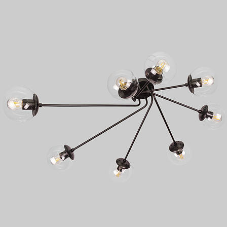 Чорна стельова сучасна люстра на 8 плафонів (52-9803-8 BK+CL), фото 1