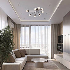 Чорна стельова сучасна люстра на 8 плафонів (52-9803-8 BK+CL), фото 5