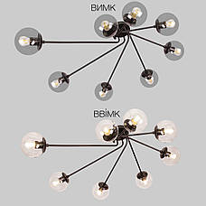 Чорна стельова сучасна люстра на 8 плафонів (52-9803-8 BK+CL), фото 3