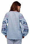 Вишиванка жіноча Вітана (Ж1602) (льон небесно-блакитний), фото 4