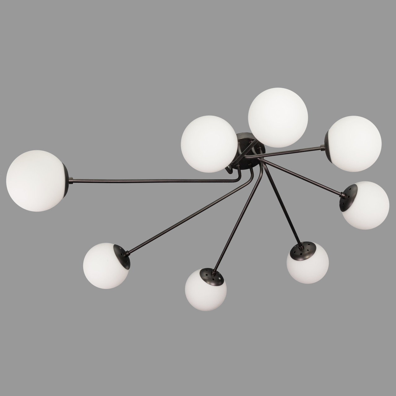 Чорна стельова сучасна люстра на 8 плафонів (52-9803-8 BK+WH)