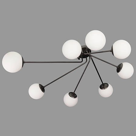 Чорна стельова сучасна люстра на 8 плафонів (52-9803-8 BK+WH), фото 1