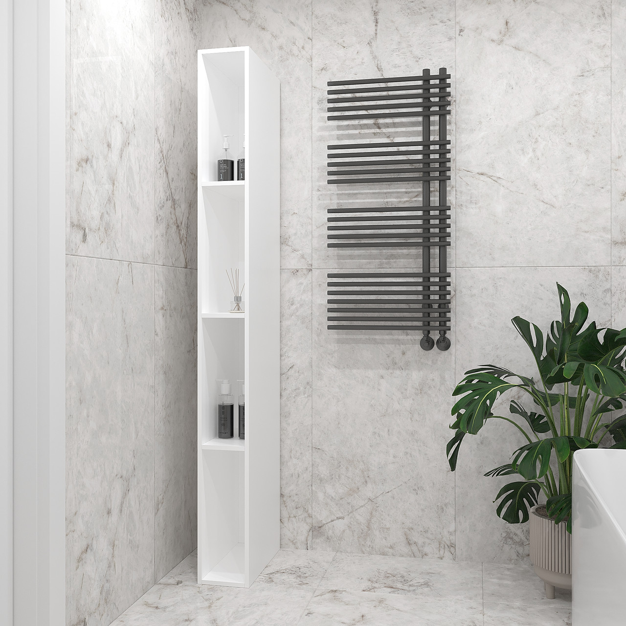 Стелаж з відкритими полицями для ванної кімнати / передпокою / дитячої 2000х200х450 мм Білий, фото 1