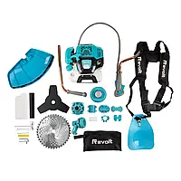 Бензиновая мотокоса для дома и сада 5500 Вт Revolt GT-5500, Четырехтактный мощный бензотриммер, Косилка/триммер для травы