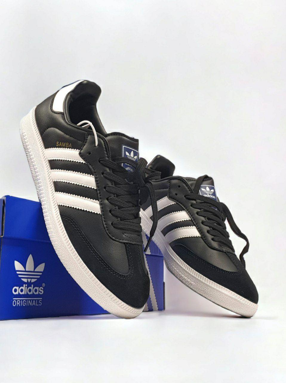 Кросівки чоловічі чорні Adidas Samba Black White (13743), фото 1