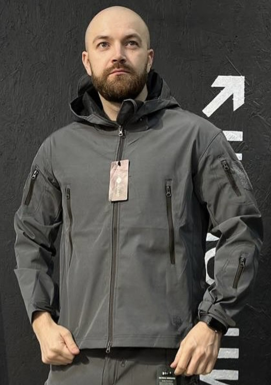 Куртка тактична водостійка весна літо Сіра Розмір 2XL (23992)