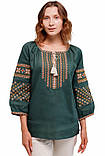 Вишиванка жіноча Богуслава чарівна (льон зелений), фото 2