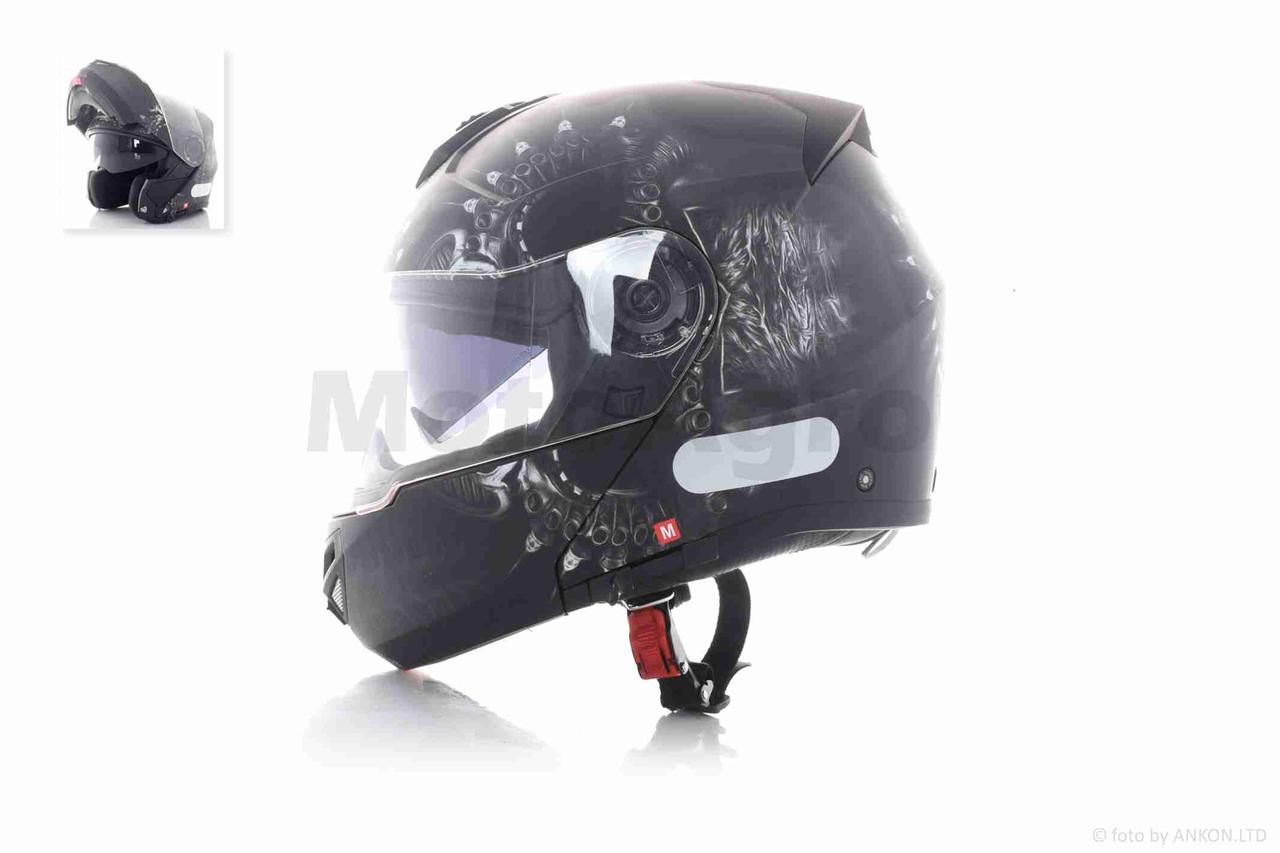 Шолом трансформер "TANKED" (T270 чорний матовий M окуляри), фото 1