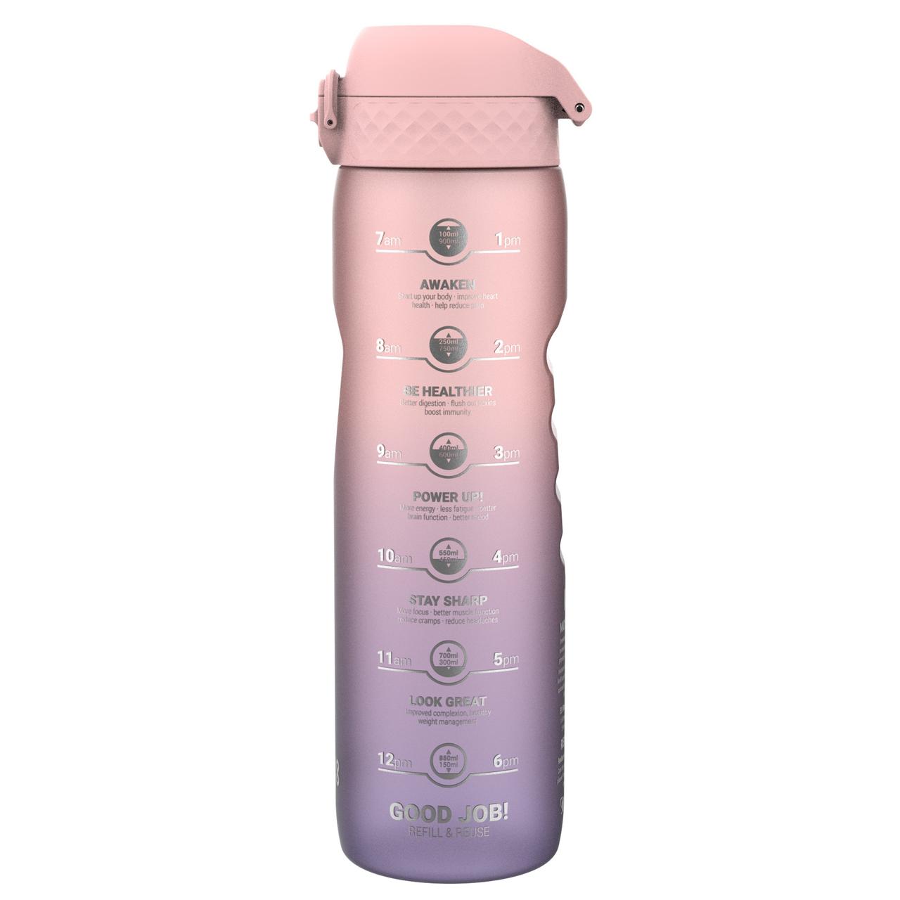 Пляшка для води ION8 1000 мл. BPA Free, Times To Drink, (ЕКО пляшка) BPA Free, Periwinkle &Rose