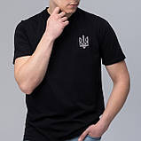 Футболка чоловіча з V-вирізом "Тризуб" сіра вишивка, фото 5