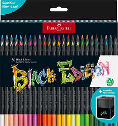 Олівці кольорові Faber-Castell Black Edition colour pencils 50 кольорів тригранні чорне дерево, 116450